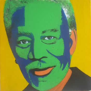 Pittura intitolato "Morgan Freeman" da Jean Claude Colombano, Opera d'arte originale, Acrilico