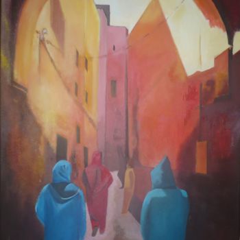 Peinture intitulée "ruelle à Marrakech" par Jean Claude Colombano, Œuvre d'art originale, Acrylique
