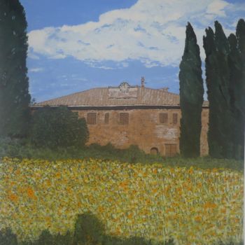 Картина под названием "Toscane 2" - Jean Claude Colombano, Подлинное произведение искусства, Гуашь
