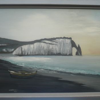 Pintura intitulada "La falaise d'Etretat" por Jean Claude Colombano, Obras de arte originais, Óleo