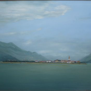 Painting titled "L'île des pécheurs" by Jean Claude Colombano, Original Artwork, Oil