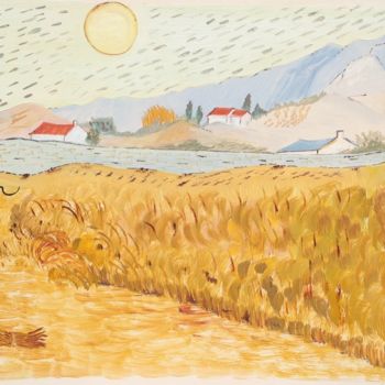 Pintura titulada "Champ de blé versio…" por Jean Claude Colombano, Obra de arte original, Oleo