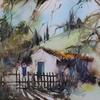 Pintura intitulada "la-vieille-cabane.j…" por Jean-Claude Coustilieres, Obras de arte originais