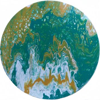 Painting titled "Soleil vert" by Slydes, Original Artwork, Acrylic