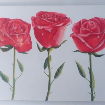 Painting titled "Roses" by Jean-Claude Latour, Original Artwork, Acrylic