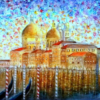 Peinture intitulée "Venise  la  nuit" par Lebreton-Hays, Œuvre d'art originale, Acrylique