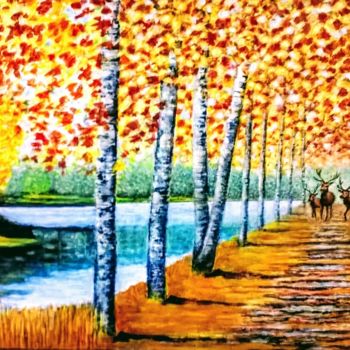Peinture intitulée "Couleurs  d'automne…" par Lebreton-Hays, Œuvre d'art originale, Acrylique
