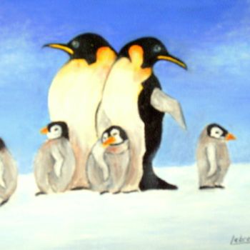 「les pingouins emper…」というタイトルの絵画 Lebreton-Haysによって, オリジナルのアートワーク, オイル