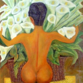 Pintura titulada "la femme aux aromes" por Lebreton-Hays, Obra de arte original, Oleo