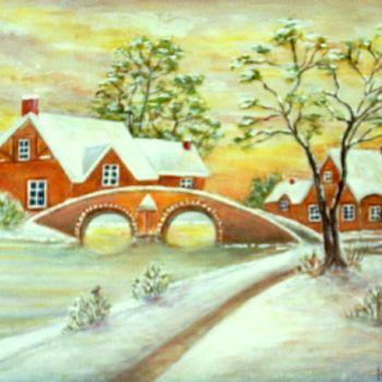 Malarstwo zatytułowany „Paysage de neige” autorstwa Lebreton-Hays, Oryginalna praca, Olej