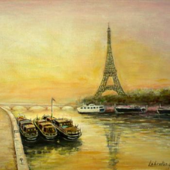 Peinture intitulée "Paris , les quais d…" par Lebreton-Hays, Œuvre d'art originale, Huile