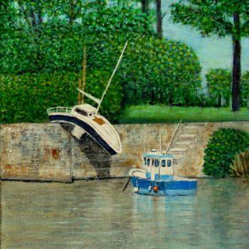 Painting titled "le canal de la Mart…" by Lebreton-Hays, Original Artwork, Acrylic