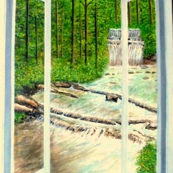 Painting titled "Cascade  du hérisso…" by Lebreton-Hays, Original Artwork, Acrylic