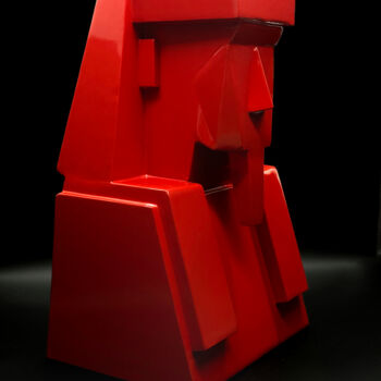 Скульптура под названием "Pharaon rouge" - Jean-Claude Singla, Подлинное произведение искусства, Металлы