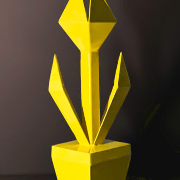 Sculpture intitulée "Tulipe jaune" par Jean-Claude Singla, Œuvre d'art originale, Métaux