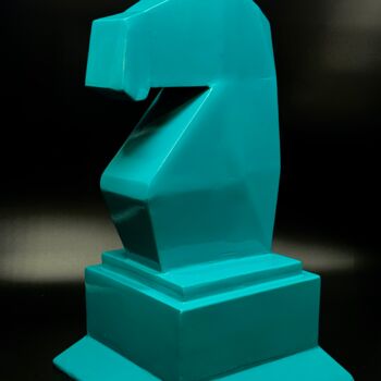 Sculpture titled "Blue Knight" by Jean-Claude Singla, Original Artwork, Metals