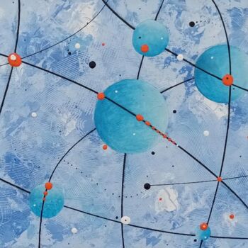 제목이 "La galaxie AW22-1"인 미술작품 Jean-Claude Sylvain로, 원작, 아크릴 나무 들것 프레임에 장착됨