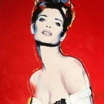 Painting titled "Stéphanie Seymour" by Jean-Daniel Lorieux, Original Artwork, Oil Mounted on Wood Stretcher frame