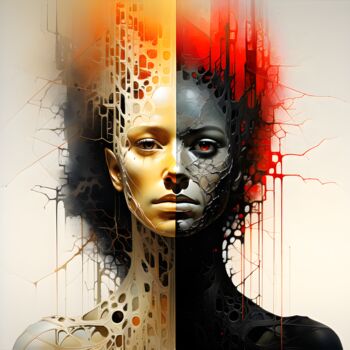Arts numériques intitulée ""Harmonie du Chaos"" par Jean Diakhaté, Œuvre d'art originale, Peinture numérique Monté sur Plexi…