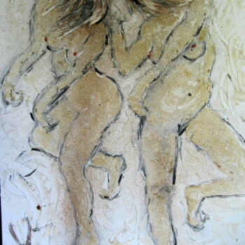 Painting titled "La Danse à 2" by Jean Edmond Tropet, Original Artwork, Pigments Mounted on Wood Stretcher frame