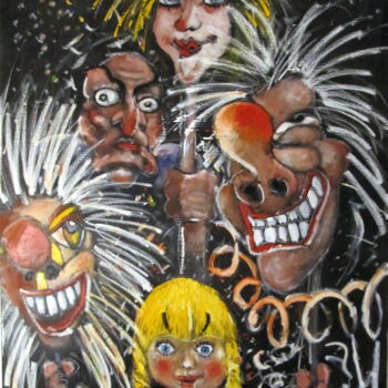 Painting titled "LES MAROTTES, CARNA…" by Jean Edmond Tropet, Original Artwork, Oil Mounted on Wood Stretcher frame