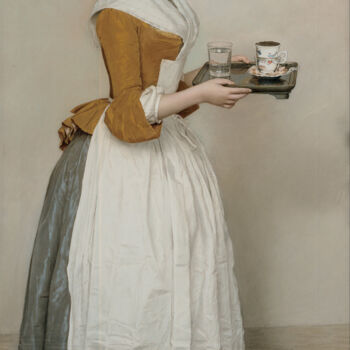 Pittura intitolato "La Belle Chocolatiè…" da Jean-Étienne Liotard, Opera d'arte originale, Olio