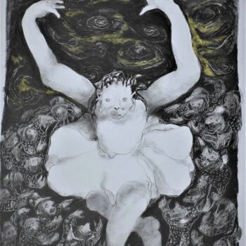 Dessin intitulée "Black Ballerine 9" par Jean Francois Bottollier, Œuvre d'art originale, Crayon Monté sur Carton