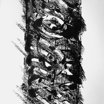 Gravures & estampes intitulée "Totem XV" par Jean-François Frelin (Mindu), Œuvre d'art originale, Monotype