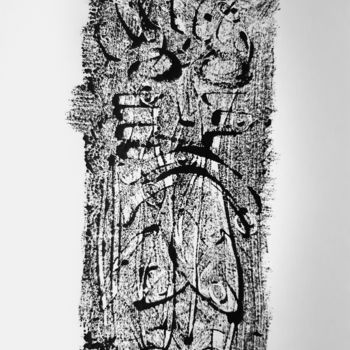 Printmaking titled "Totem X" by Jean-François Frelin (Mindu), Original Artwork, Monotype
