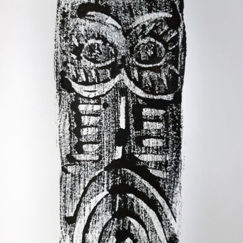 Printmaking titled "Totem IX" by Jean-François Frelin (Mindu), Original Artwork, Monotype