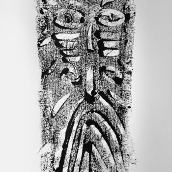 Gravures & estampes intitulée "Totem VIII" par Jean-François Frelin (Mindu), Œuvre d'art originale, Monotype