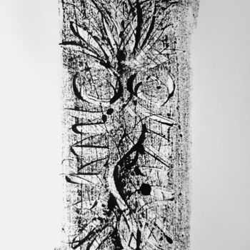 Gravures & estampes intitulée "Totem VI" par Jean-François Frelin (Mindu), Œuvre d'art originale, Monotype