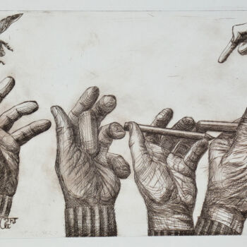 Gravures & estampes intitulée "Celle qui travaille" par Jean-François Jullien, Œuvre d'art originale, Gravure