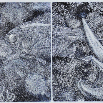 Gravures & estampes intitulée "Piques et dents de…" par Jean-François Jullien, Œuvre d'art originale, Gravure