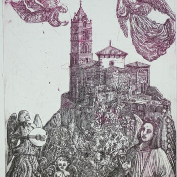 Prenten & gravures getiteld "Saint Michel Aiguil…" door Jean-François Jullien, Origineel Kunstwerk, Gravure