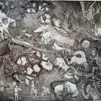Gravures & estampes intitulée "Vie antérieure, nos…" par Jean-François Jullien, Œuvre d'art originale, Eau-forte