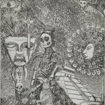 Gravures & estampes intitulée "Mexique ou les myst…" par Jean-François Jullien, Œuvre d'art originale, Gravure