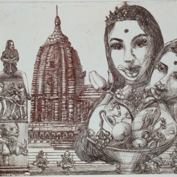 Printmaking titled "Bollywood erotica" by Jean-François Jullien, Original Artwork, Engraving