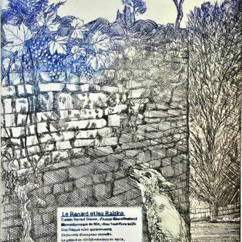 Gravures & estampes intitulée "Le renard et les ra…" par Jean-François Jullien, Œuvre d'art originale, Gravure
