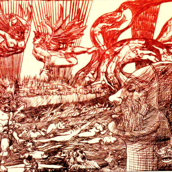 "Visite de Dante aux…" başlıklı Baskıresim Jean-François Jullien tarafından, Orijinal sanat, Gravür