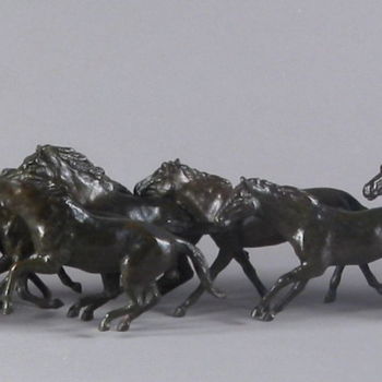 Sculptuur getiteld "17 chevaux au galop" door Jean-François Leroy, Origineel Kunstwerk, Bronzen