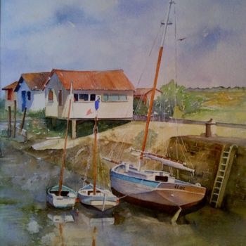 Pintura intitulada "APRES-MIDI A MORNAC" por Jean-Francois Louvancourt, Obras de arte originais, Aquarela