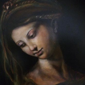 Malerei mit dem Titel "vierge-Raffaello" von Jean-Francois Rinoldo, Original-Kunstwerk, Öl