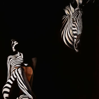 Pintura titulada "L'ombre du zèbre" por Jean-François Rousselot, Obra de arte original, Oleo Montado en Bastidor de camilla…