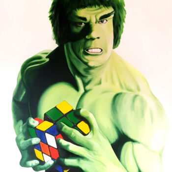 "Hulk, crise de nerf" başlıklı Tablo Jean-François Rousselot tarafından, Orijinal sanat, Petrol Ahşap Sedye çerçevesi üzerin…