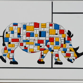 제목이 "Kifaru Mondrian"인 미술작품 Jean François Schick로, 원작, 아크릴