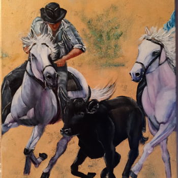Malerei mit dem Titel "Poursuite" von Jean Gony, Original-Kunstwerk, Öl