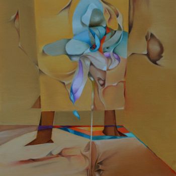 Painting titled "Un personnage cache…" by Jean Gounin, Original Artwork, Oil