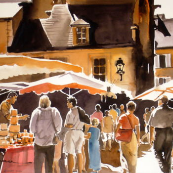 「sarlat-2.jpg」というタイトルの絵画 Jean Guy Dagneauによって, オリジナルのアートワーク, 水彩画