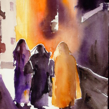 Painting titled "couleur-safran.jpg" by Jean Guy Dagneau, Original Artwork, Watercolor